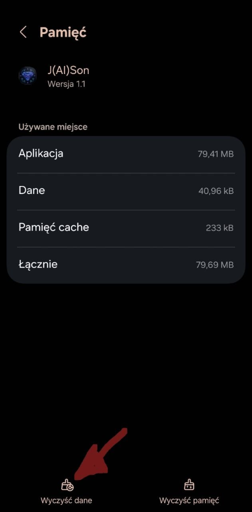 Przycisk wyczyszczenia danych