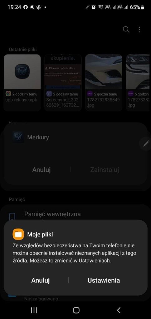 Zablokowana instalacja z Moje Pliki